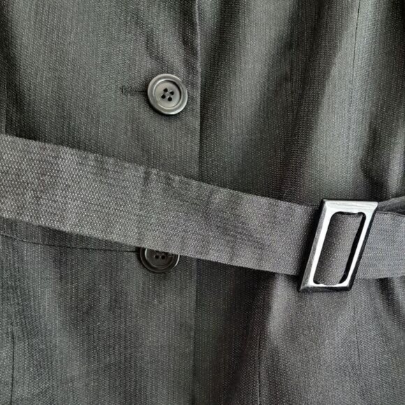 ZARA Belted Button Down Blazer Jacket Dark Gray Sz L - Picture 7 of 15